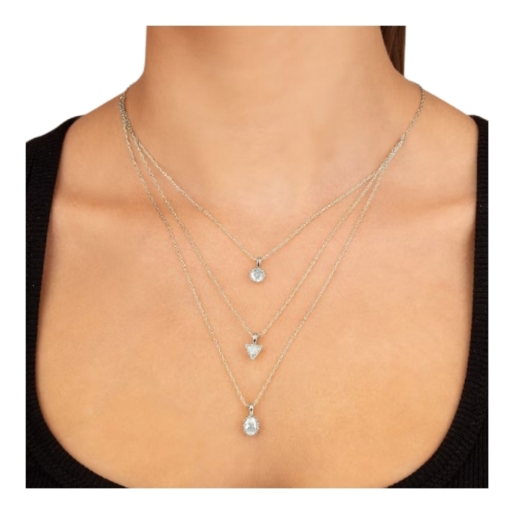 Sterling Forever Julie Cubic Zirconia NWT Layered Necklace Retail $72